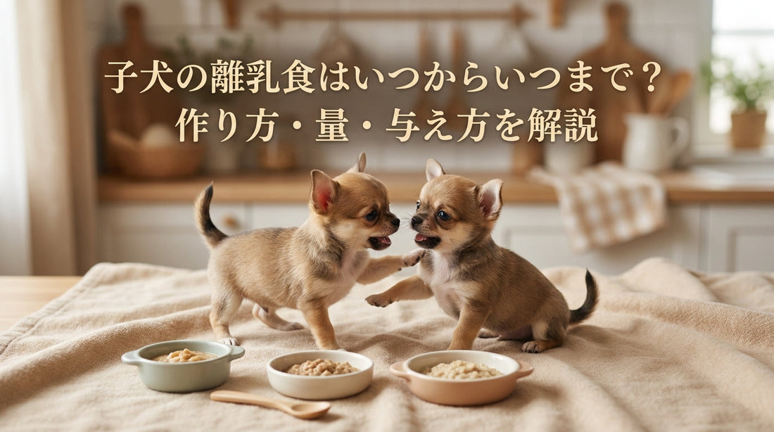 子犬の離乳食はいつからいつまで？作り方・量・与え方を解説